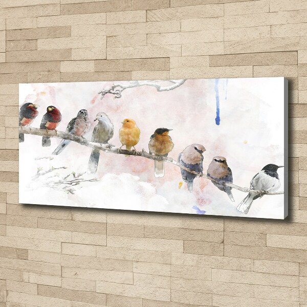 Canvas schilderij Vogels op een tak