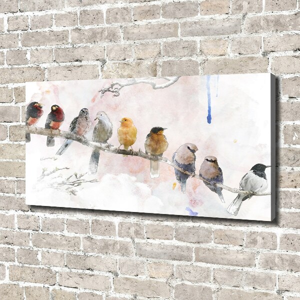 Canvas schilderij Vogels op een tak
