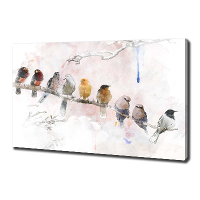 Canvas schilderij Vogels op een tak