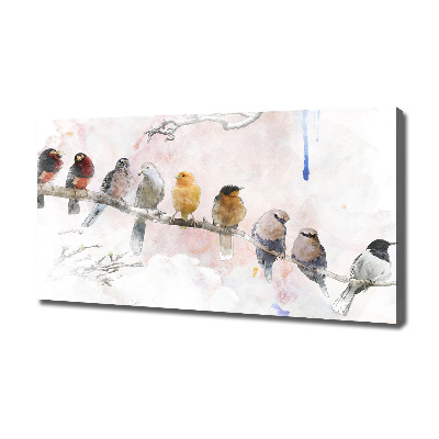 Canvas schilderij Vogels op een tak