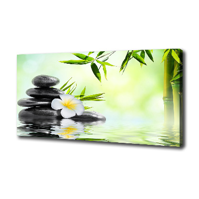 Canvas foto Plumeria en bamboe