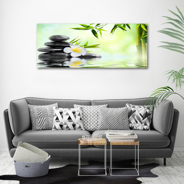 Canvas foto Plumeria en bamboe