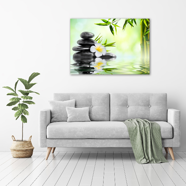 Canvas foto Plumeria en bamboe