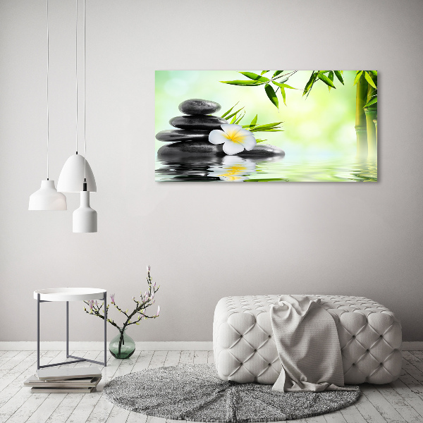 Canvas foto Plumeria en bamboe