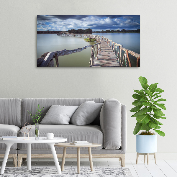 Canvas foto Houten brug
