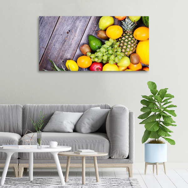Canvas schilderij Fruit aan hout