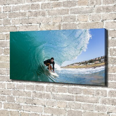 Foto op canvas Surfer op een golf