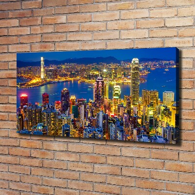 Canvas schilderij Hong Kong 's nachts