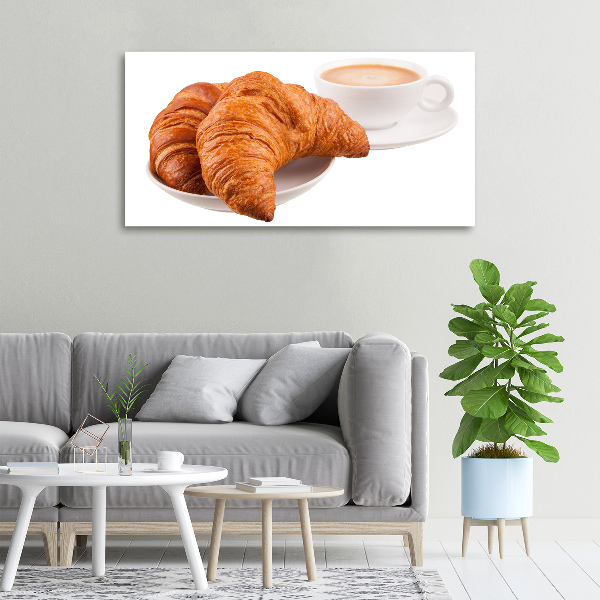 Foto op canvas Croissants en koffie