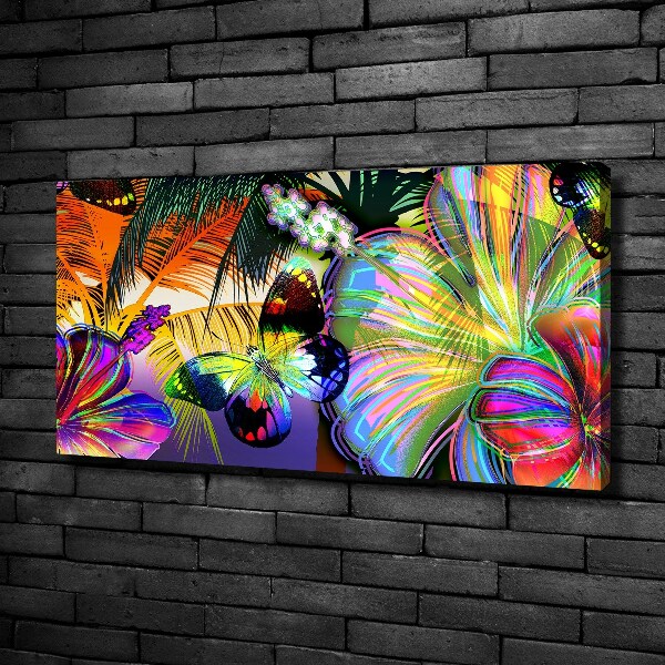 Foto obraz na płótnie Kwiaty i motyl