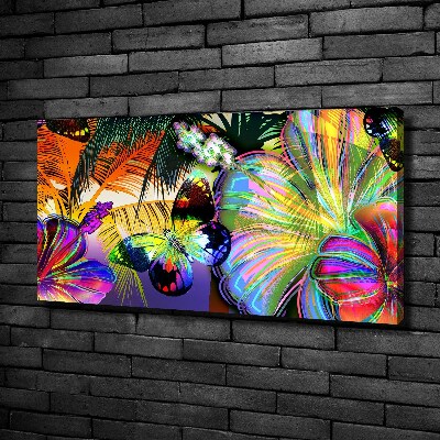 Foto obraz na płótnie Kwiaty i motyl