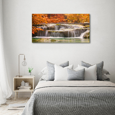 Foto canvas Waterval in de herfst