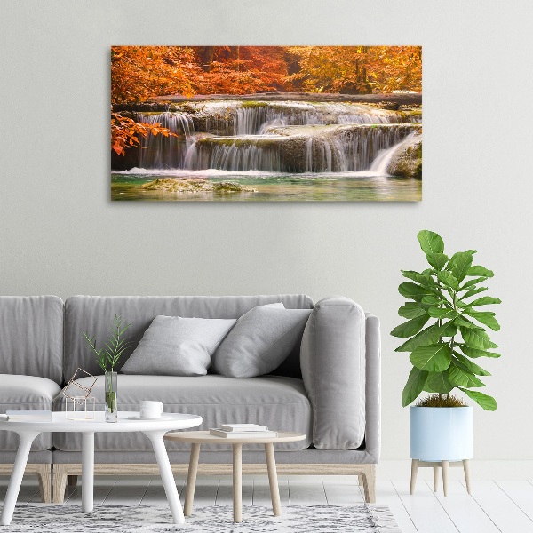 Foto canvas Waterval in de herfst
