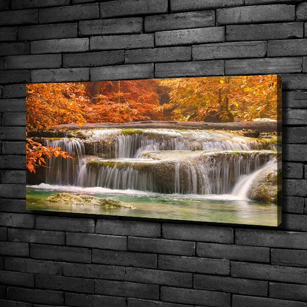 Foto canvas Waterval in de herfst