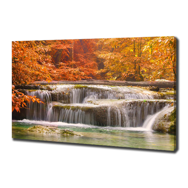 Foto canvas Waterval in de herfst