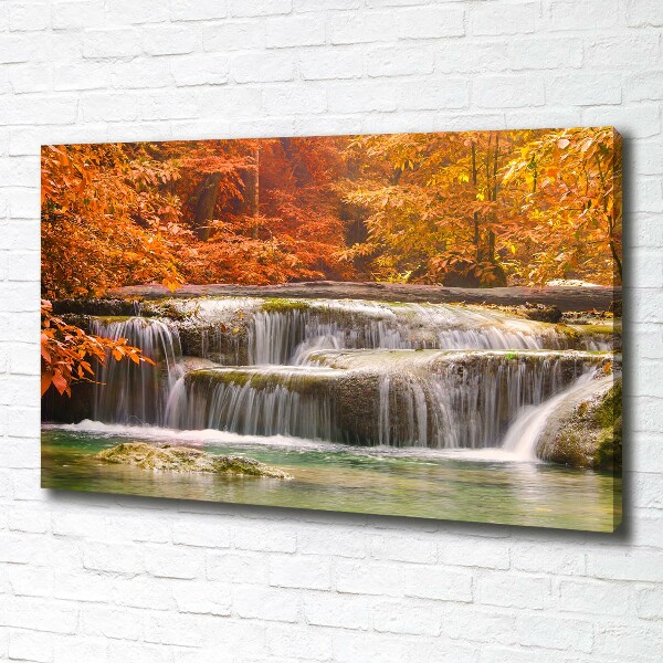 Foto canvas Waterval in de herfst