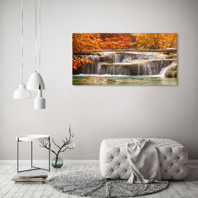 Foto canvas Waterval in de herfst