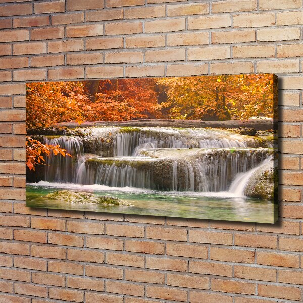 Foto canvas Waterval in de herfst