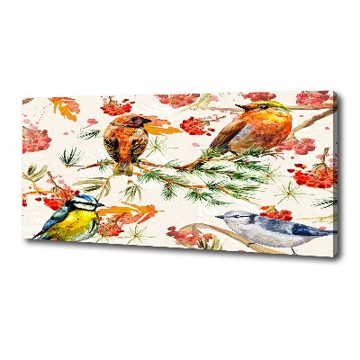 Foto canvas Naaldhoutbomen en vogels