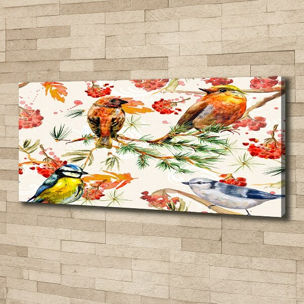 Foto canvas Naaldhoutbomen en vogels