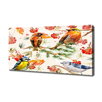 Foto canvas Naaldhoutbomen en vogels