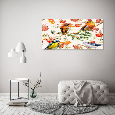 Foto canvas Naaldhoutbomen en vogels