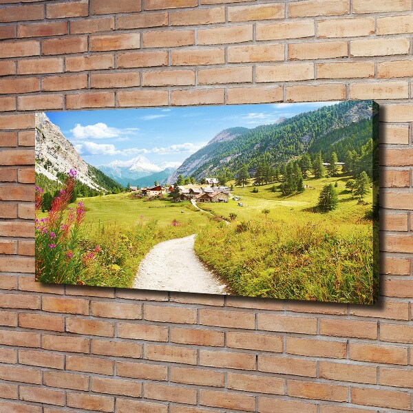 Canvas schilderij Weide in de Alpen