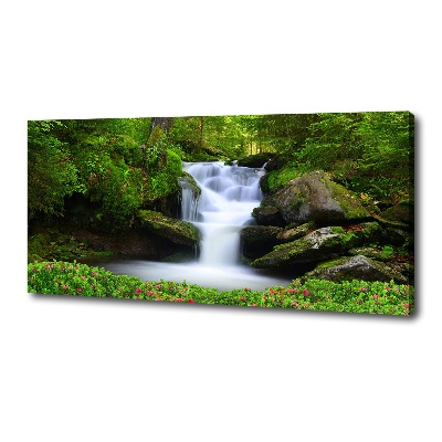 Canvas foto Waterval in het bos