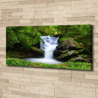 Canvas foto Waterval in het bos