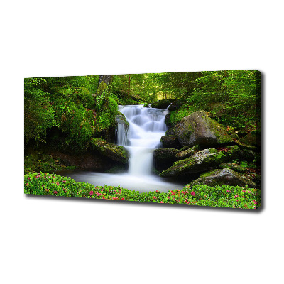 Canvas foto Waterval in het bos