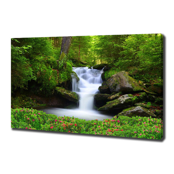 Canvas foto Waterval in het bos
