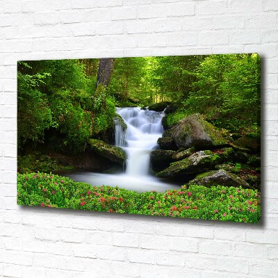Canvas foto Waterval in het bos