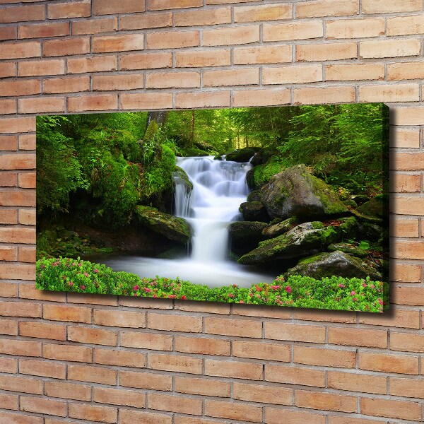 Canvas foto Waterval in het bos