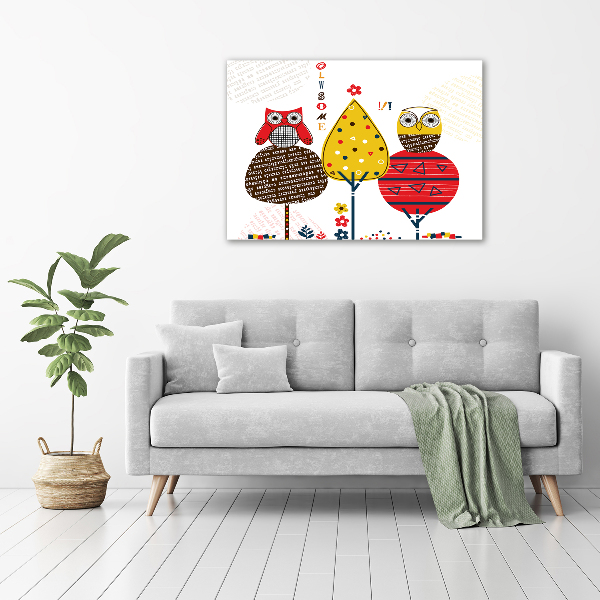 Canvas foto Uilen in een boom