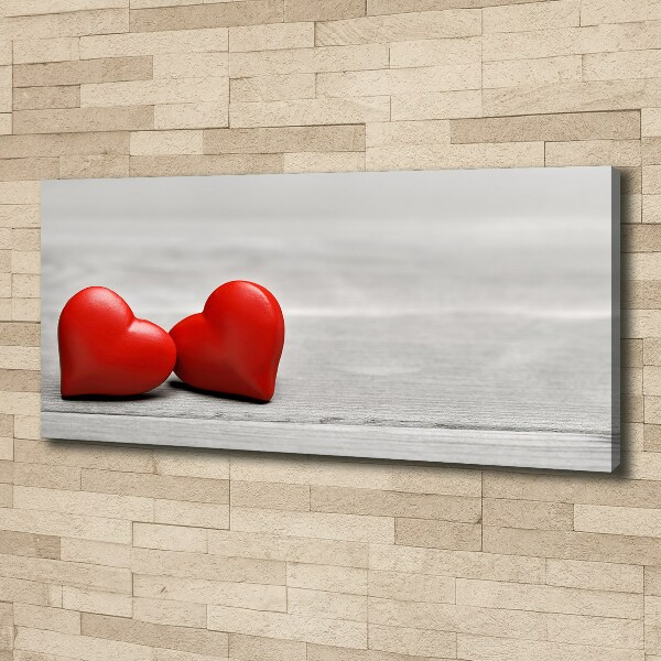 Canvas foto Harten op hout