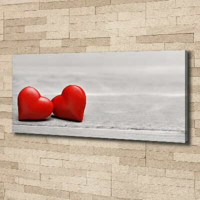 Canvas foto Harten op hout