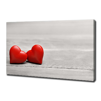 Canvas foto Harten op hout