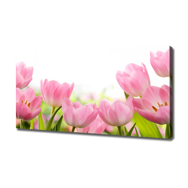 Schilderij op canvas Roze tulpen