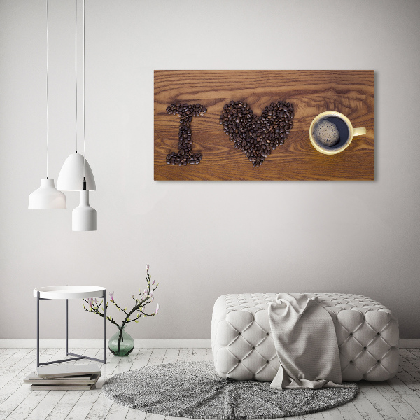 Schilderij op canvas Ik hou van koffie.