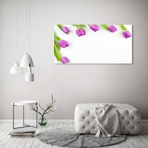 Foto op canvas Paarse tulpen
