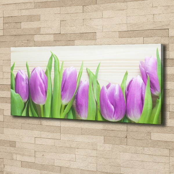 Schilderij op canvas Paarse tulpen