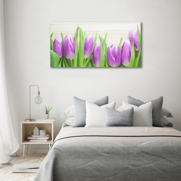 Schilderij op canvas Paarse tulpen