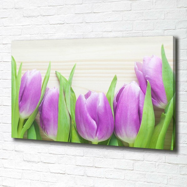 Schilderij op canvas Paarse tulpen