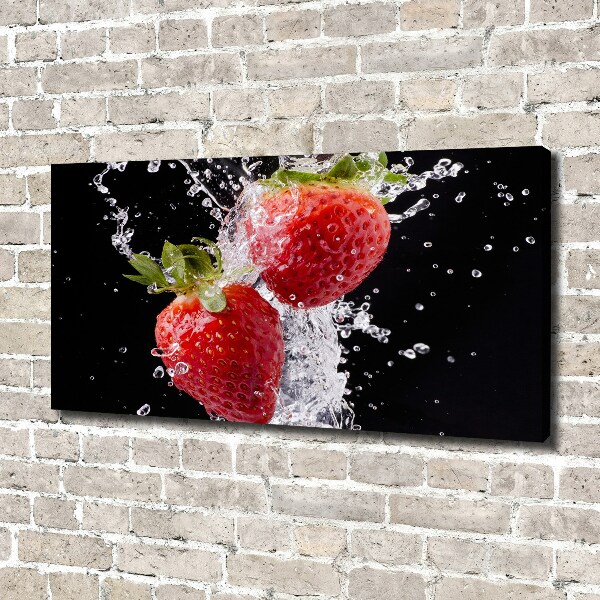 Canvas schilderij Aardbeien en water