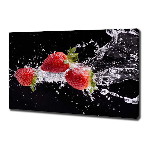 Canvas schilderij Aardbeien en water