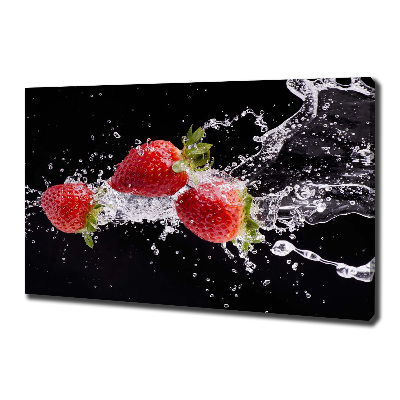 Canvas schilderij Aardbeien en water