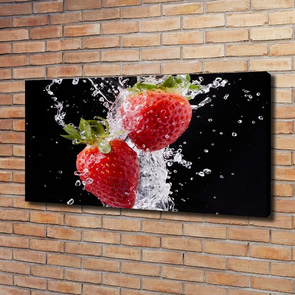 Canvas schilderij Aardbeien en water