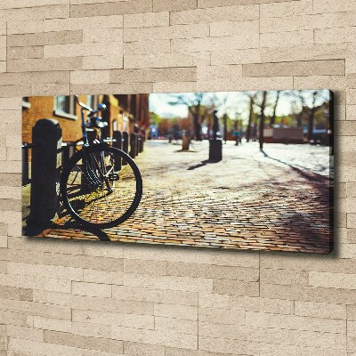 Schilderij op canvas Fietsen in Amsterdam