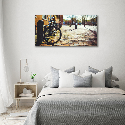 Schilderij op canvas Fietsen in Amsterdam