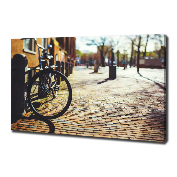 Schilderij op canvas Fietsen in Amsterdam